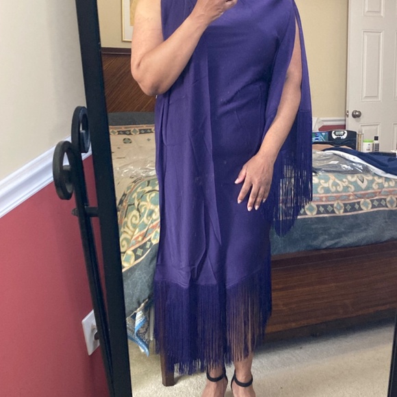 Eloquii Scarf Neck Fringe Dress, Purple, Size 16 NWT - Picture 16 of 16